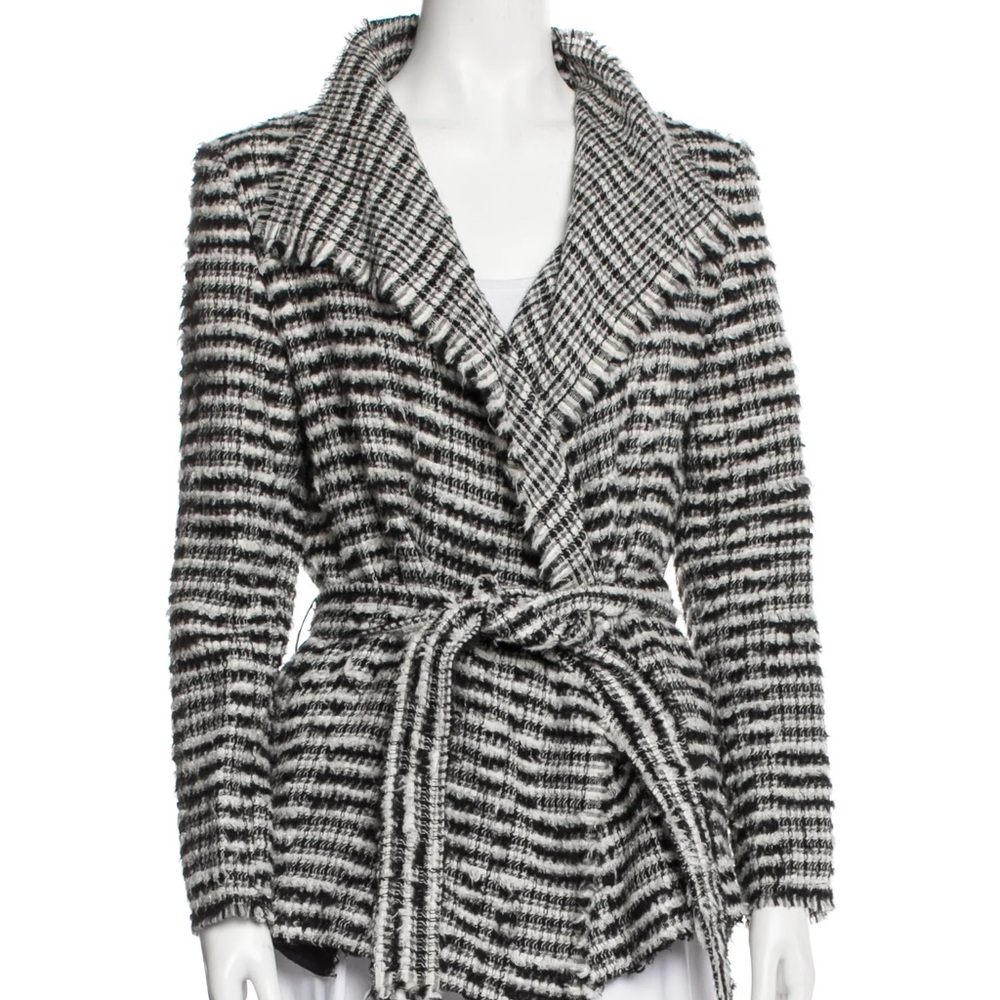 IRO Black and White Teddy Jacket with Shawl Collar
